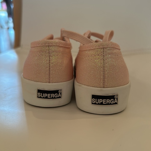 NEW Superga Sparkly Pink Lace Up Sneakers - Picture 3 of 7